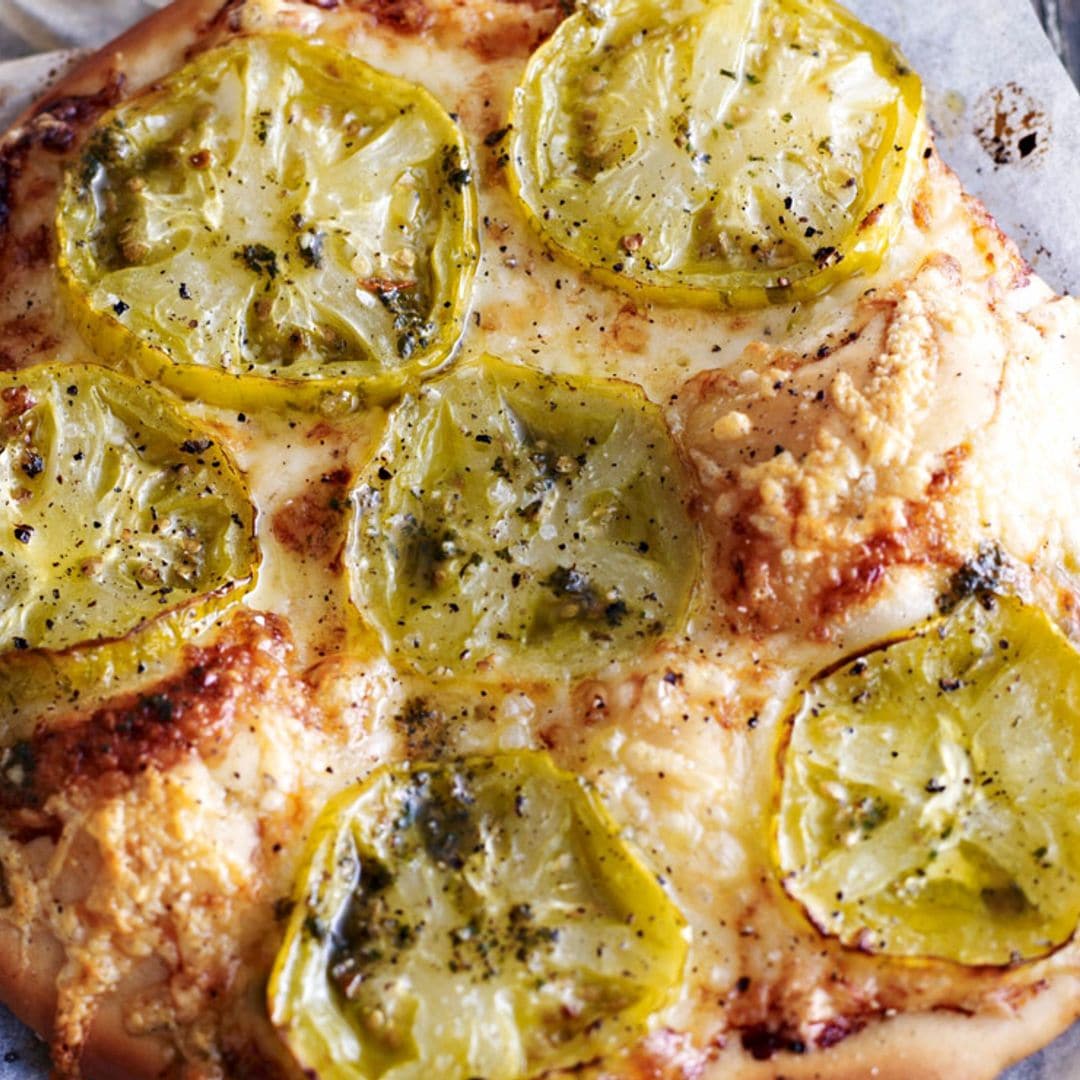 Pizza de tomates verdes