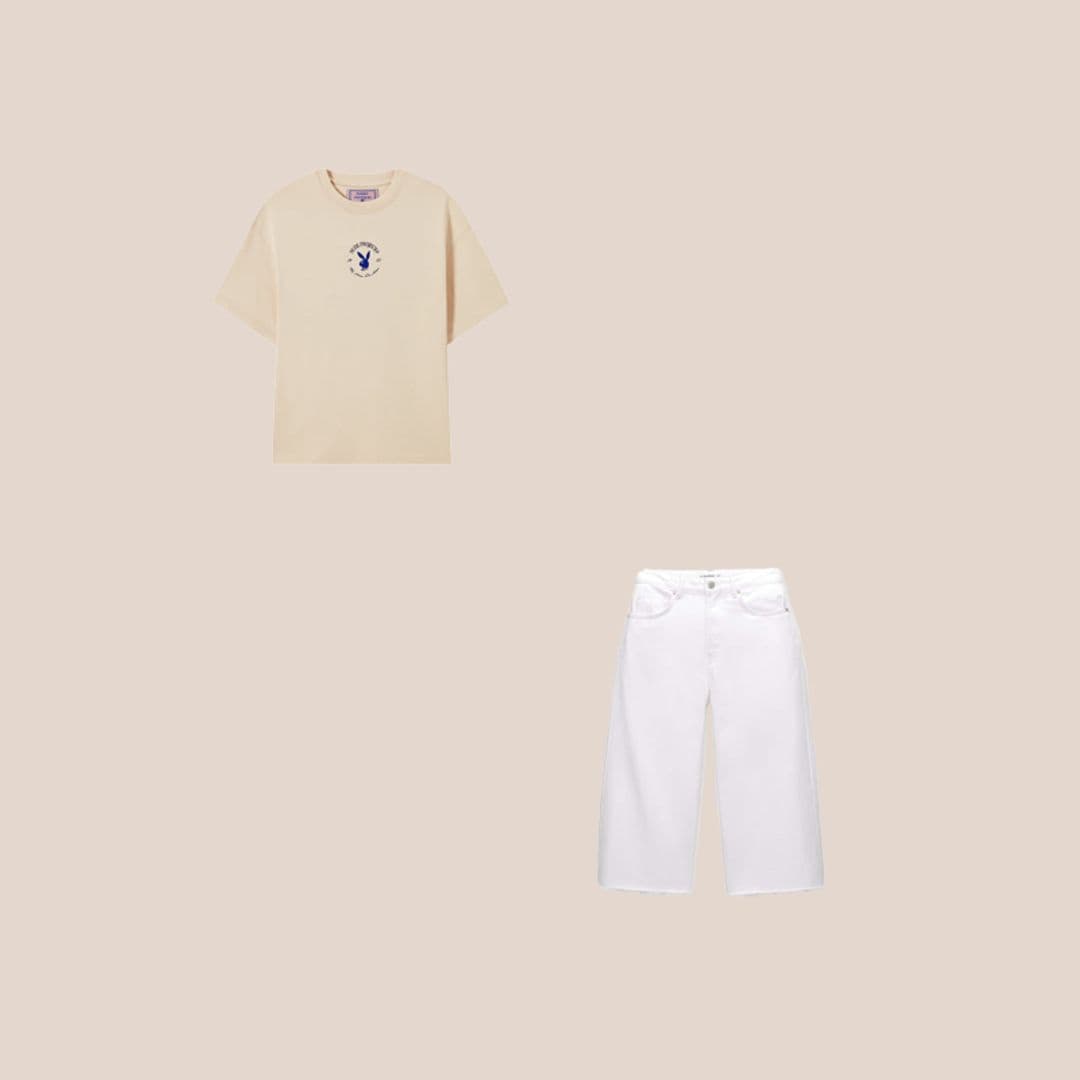 shorts blancos y camiseta playboy nude project beige