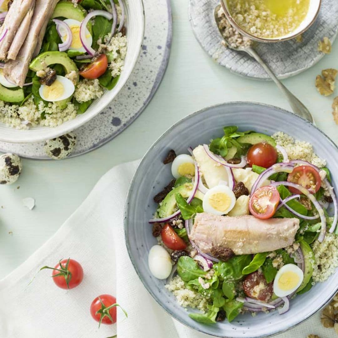 Ensalada de quinoa con espárragos blancos y ventresca de atún