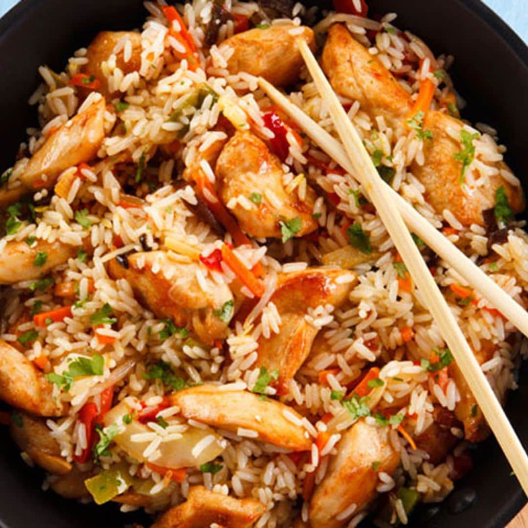 Wok súper fácil de pollo con arroz