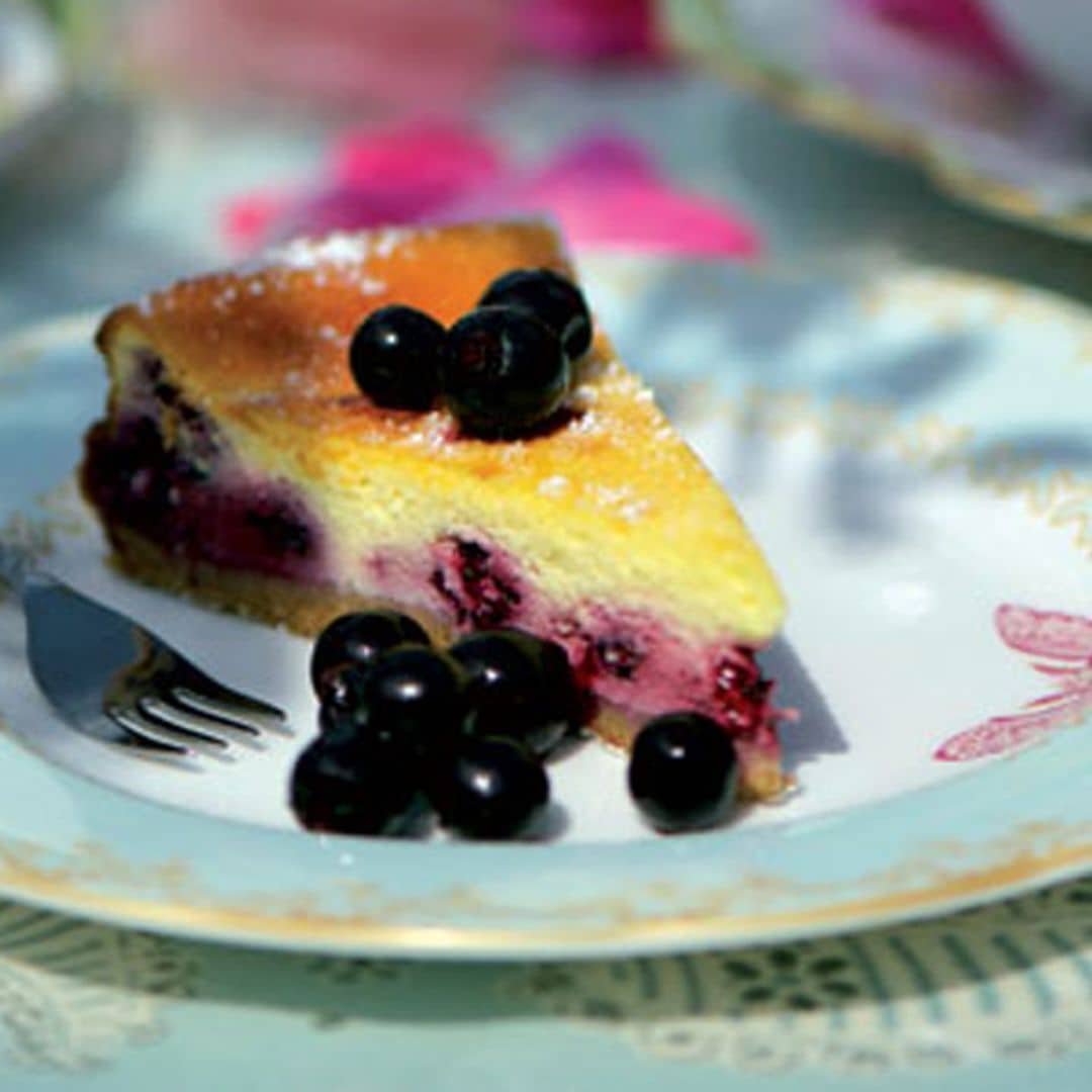 Tarta de queso con arándanos negros