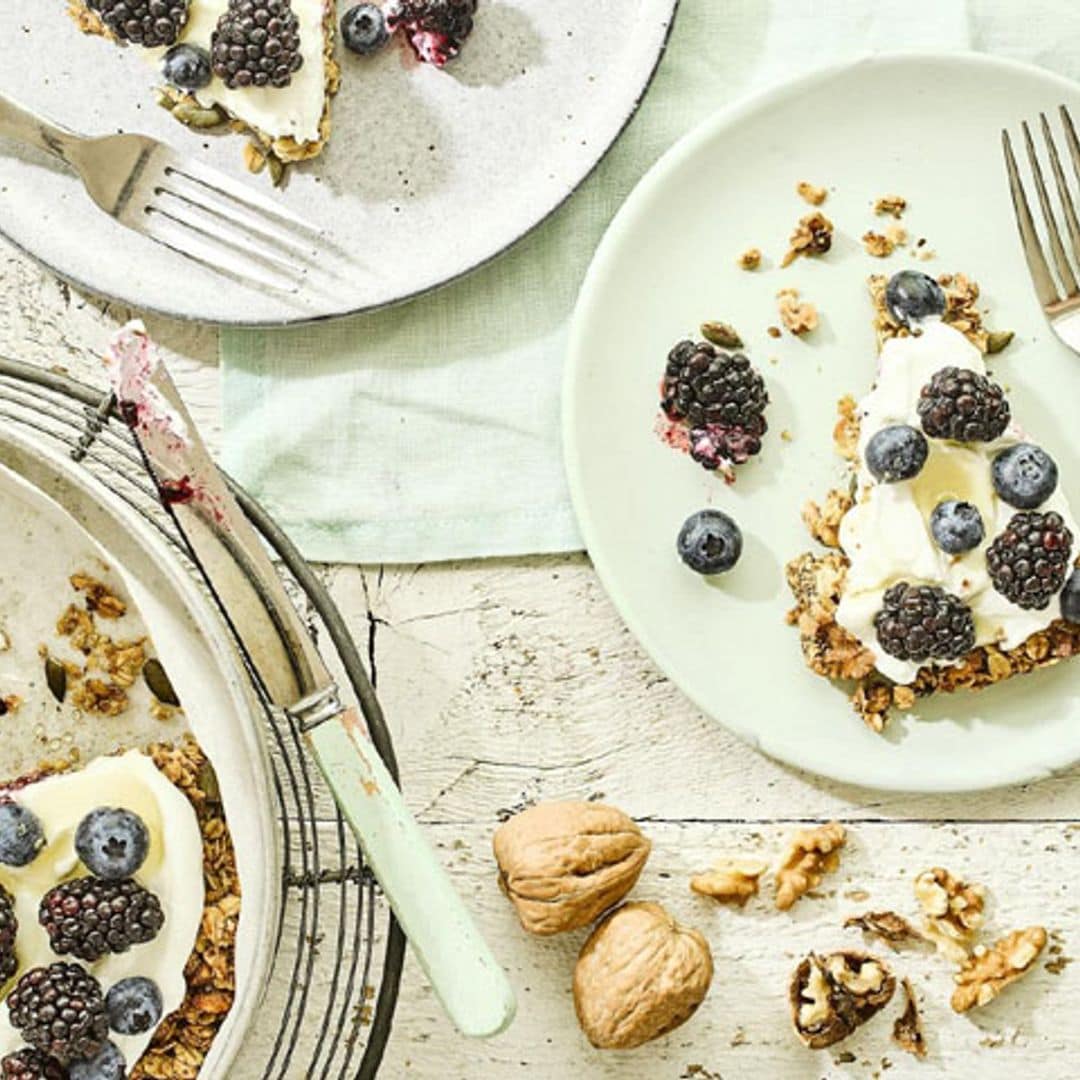 Pizza de granola y nueces