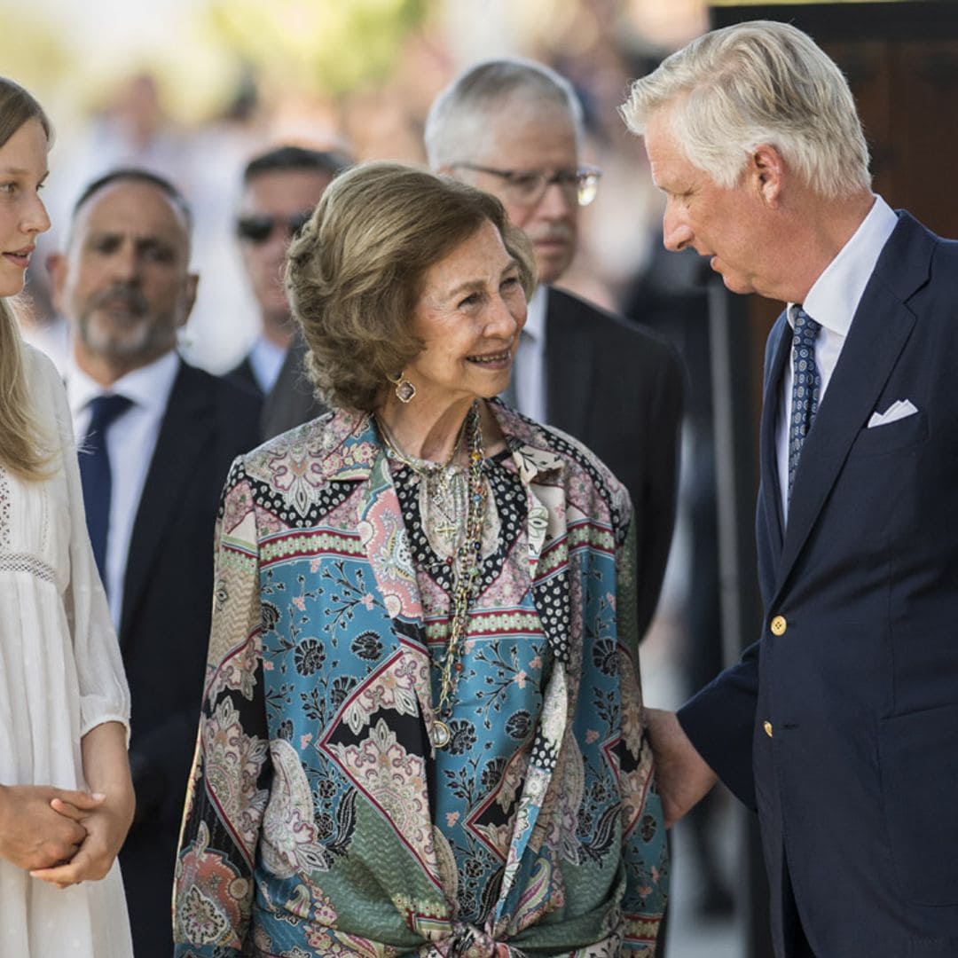 La reina Sofía se une a Felipe de Bélgica, acompañado de su hija Eleonore, en el homenaje al rey Balduino en Motril