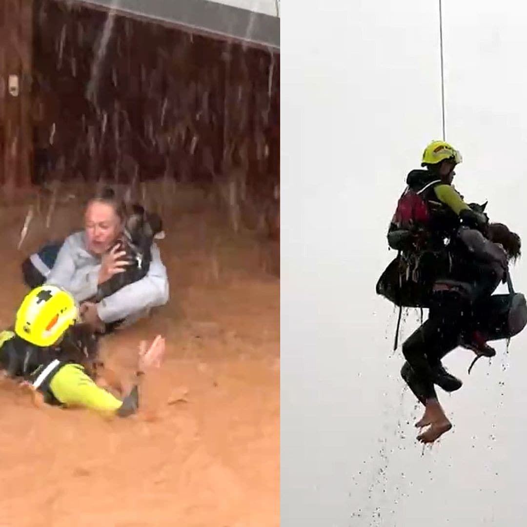 El momento del rescate de una vecina de Utiel y sus mascotas