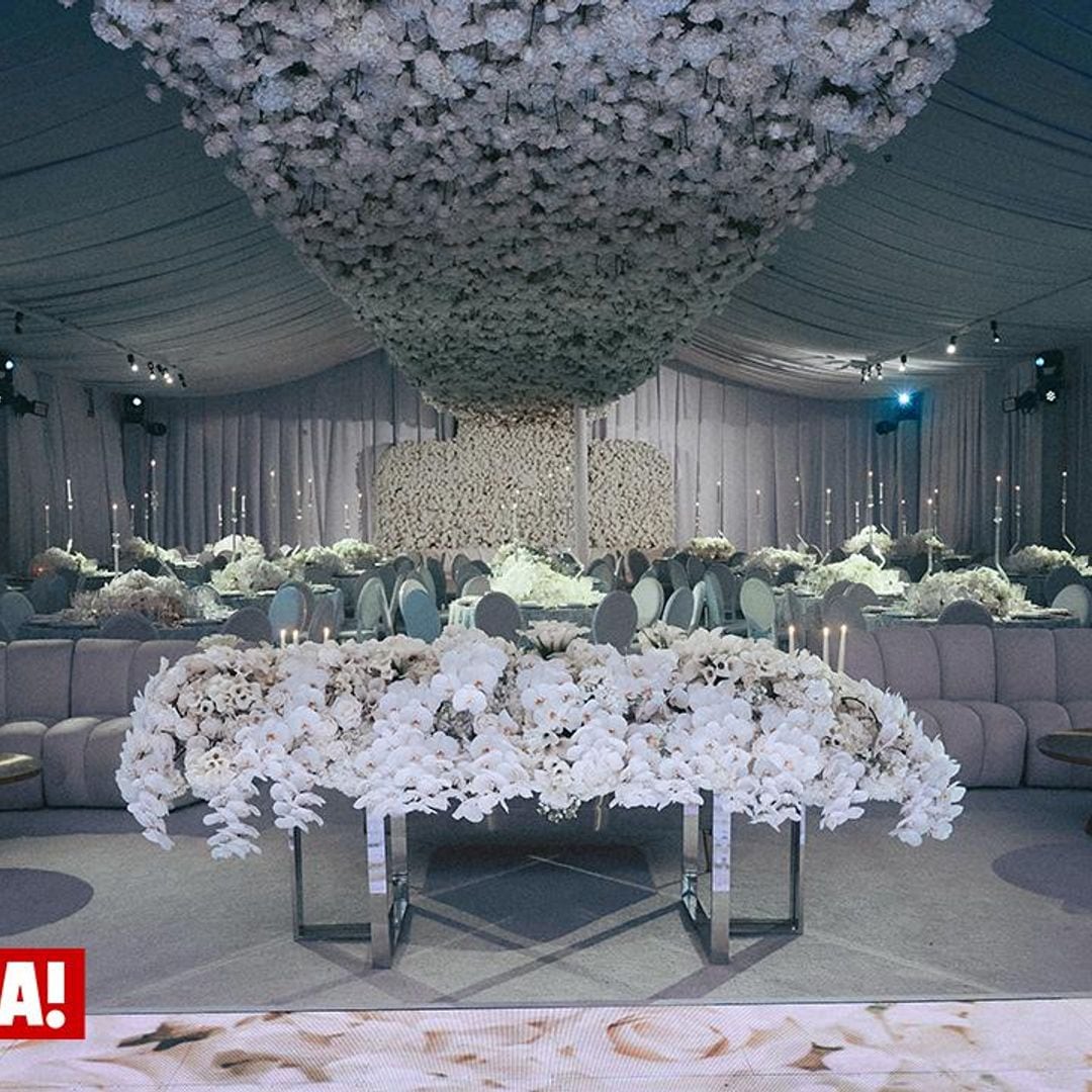 All White: El código de decoración de la boda de Nadia Ferreira y Marc Anthony