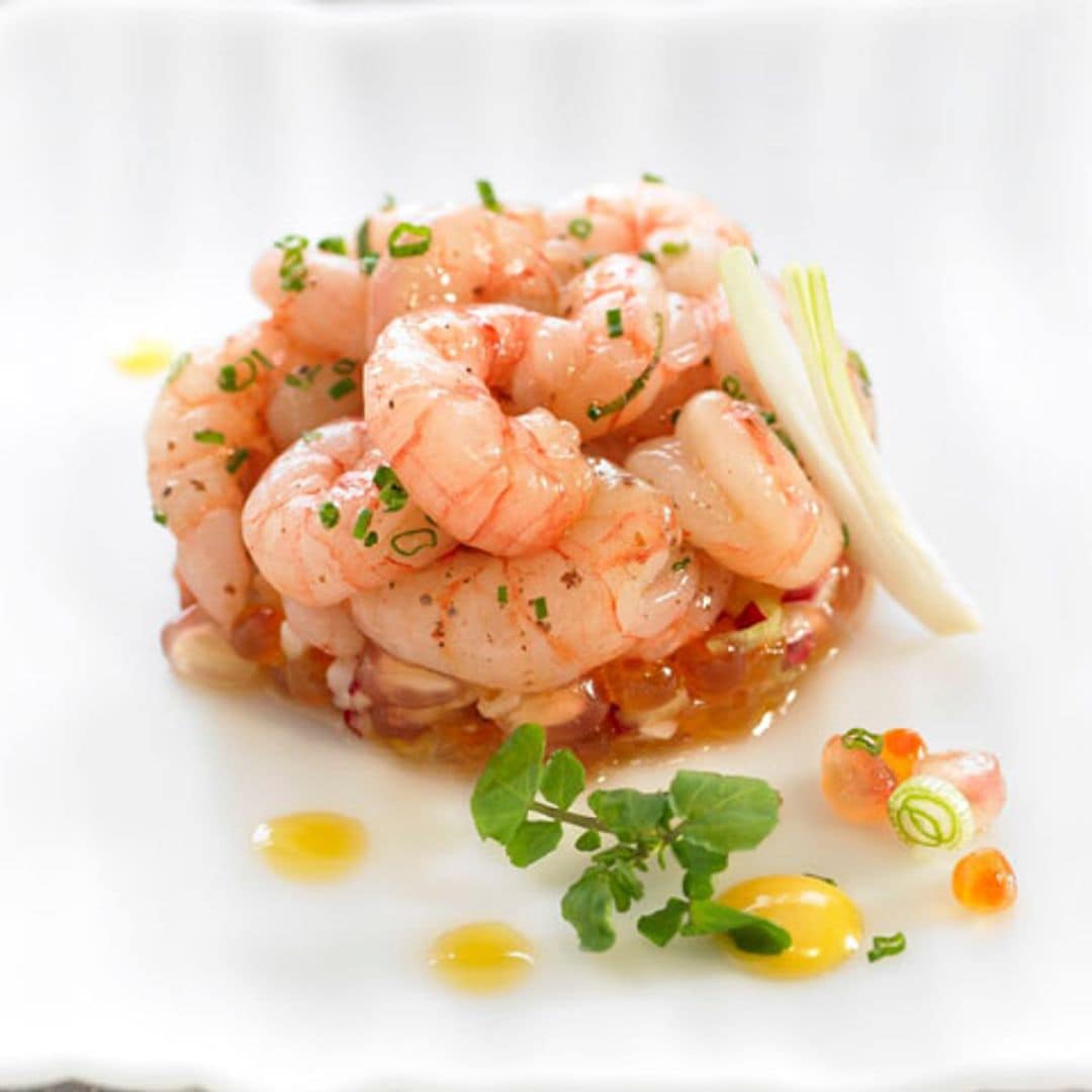 Tartar picante de gambas con mostaza