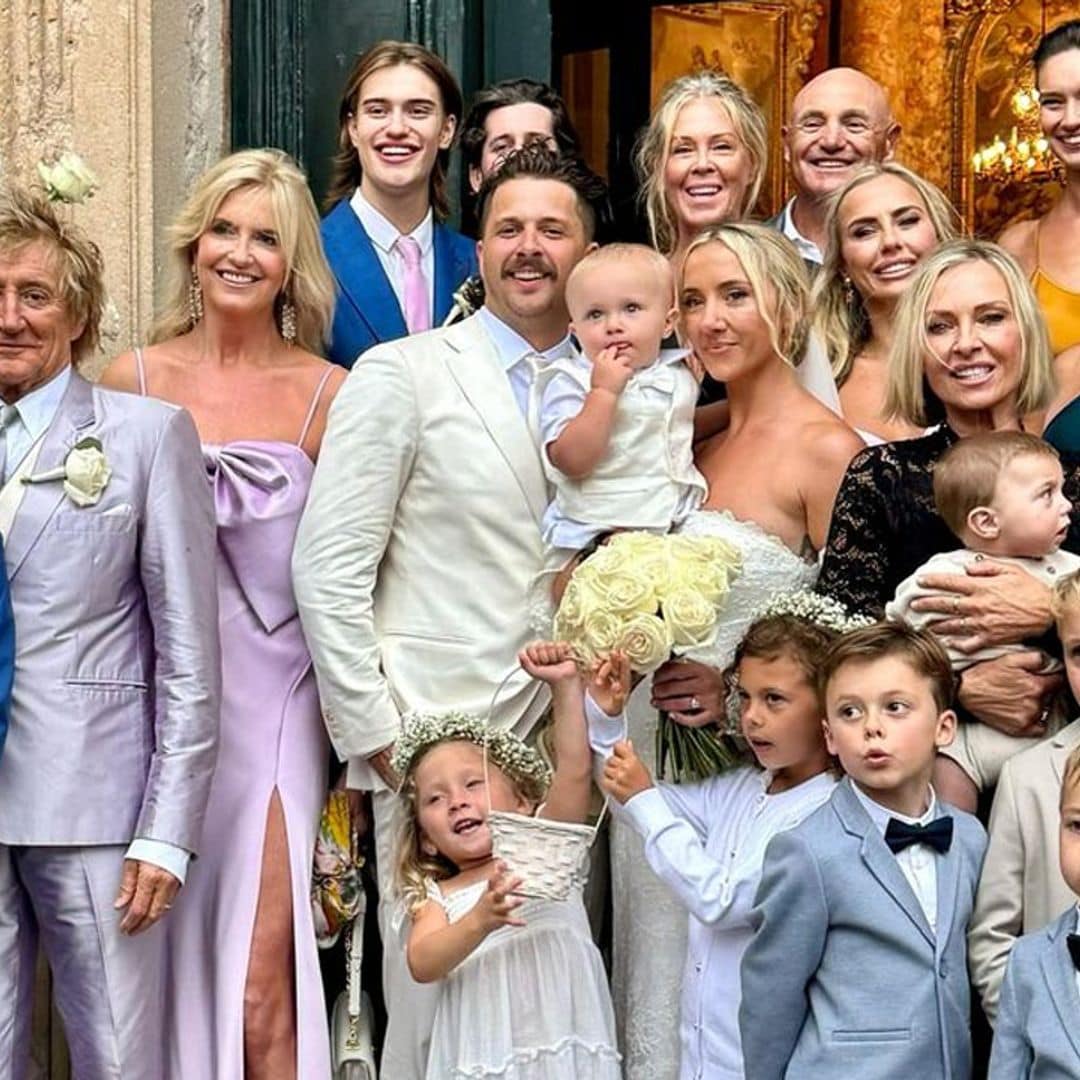 Rod Stewart celebra con sus ocho hijos y tres nietos la boda de su hijo Liam