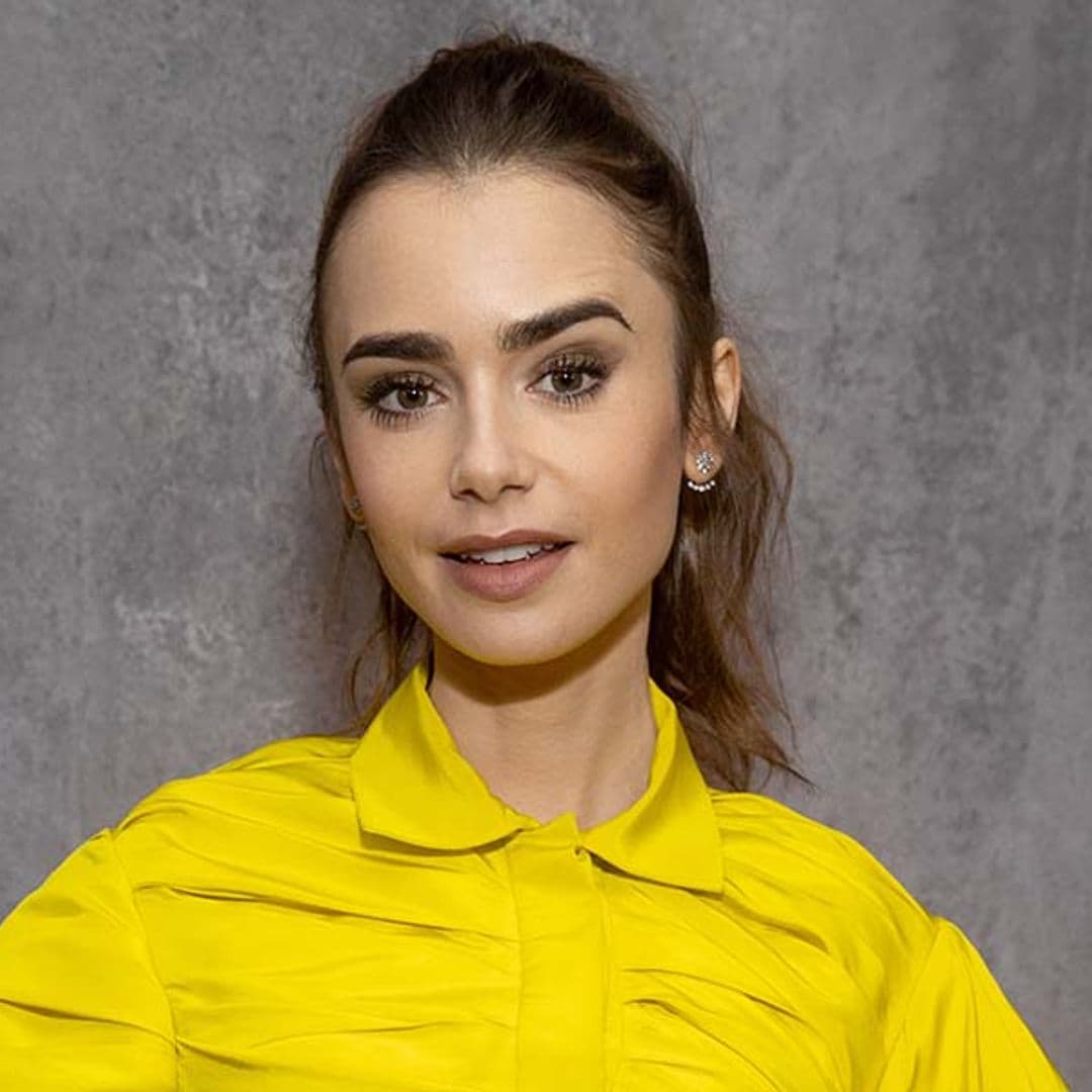 lily collins cambio look flequillo