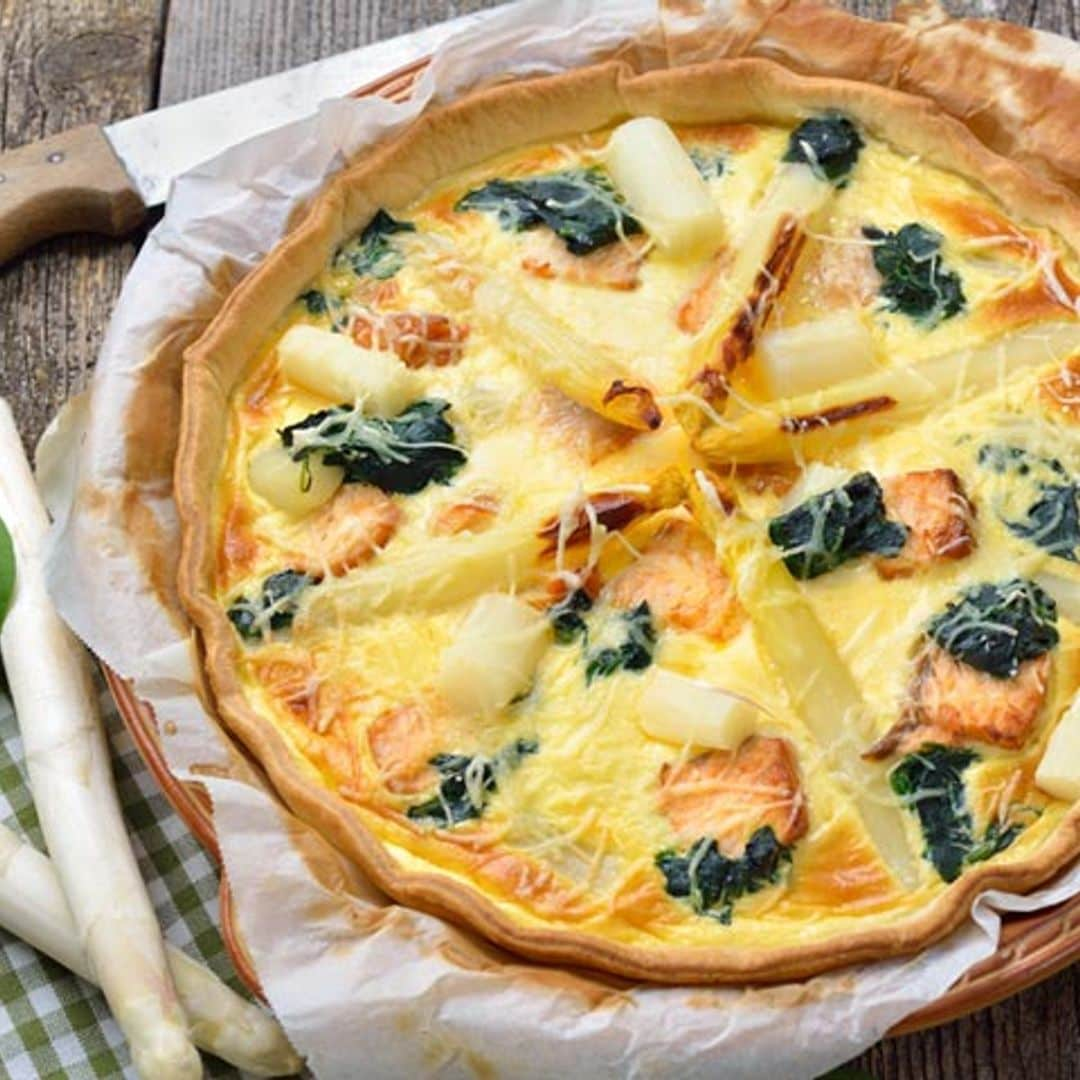 Quiche de espárragos y salmón