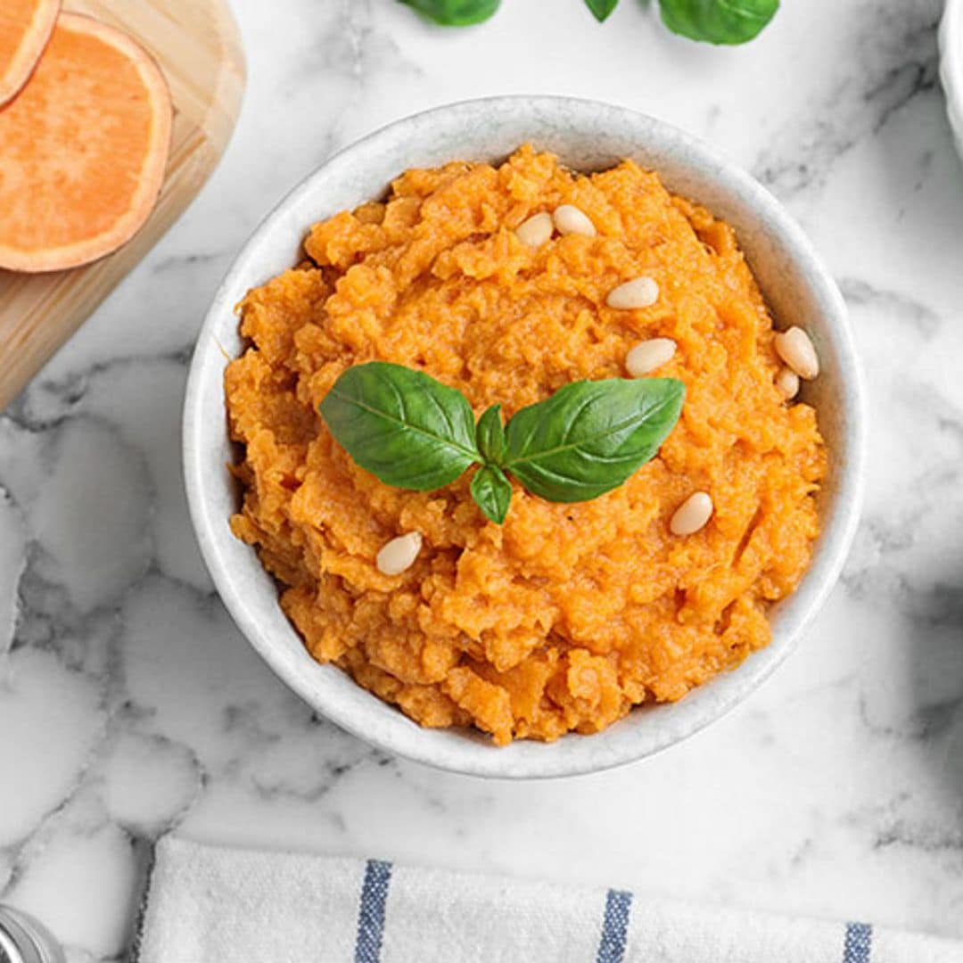 Puré de boniato con piñones