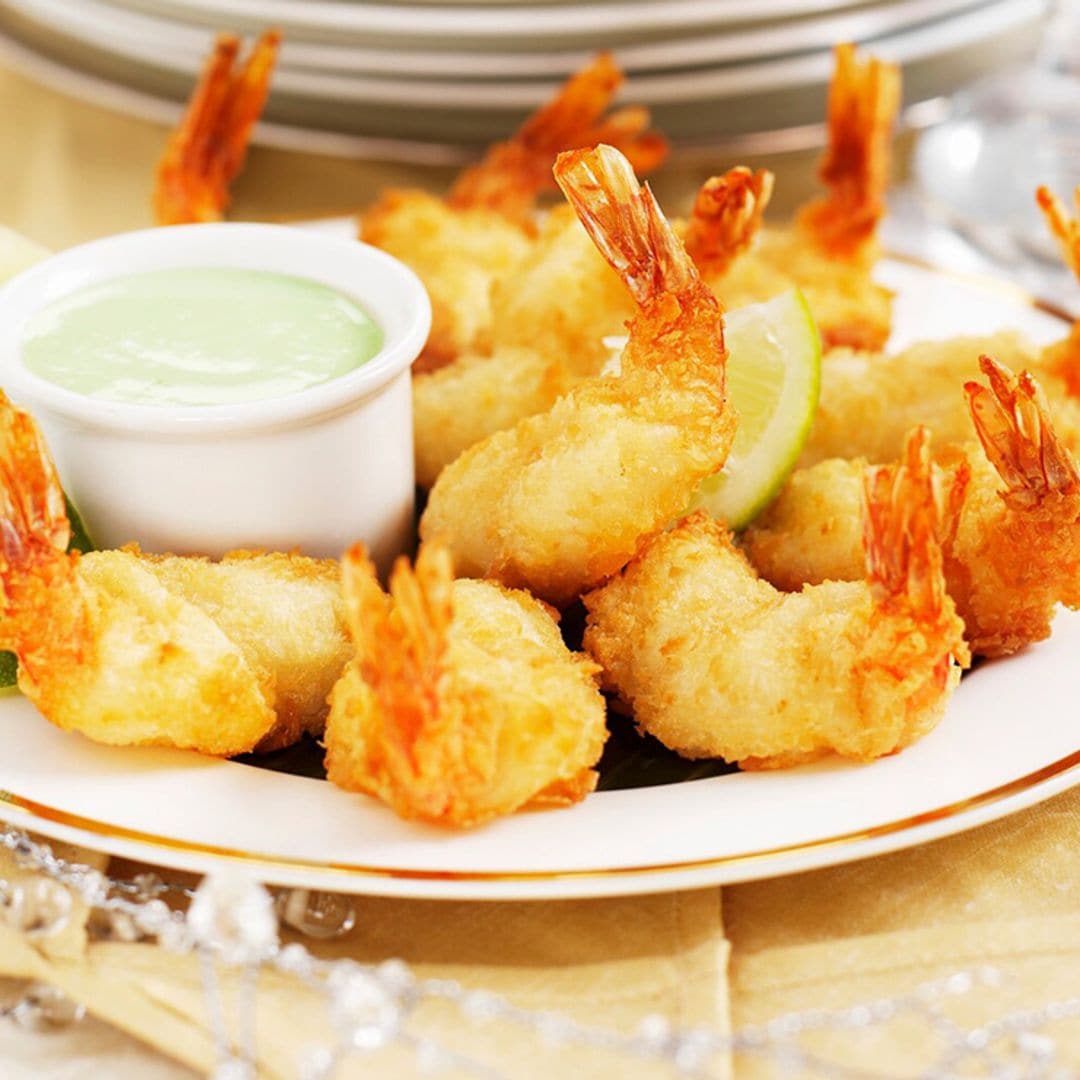 Gambas a la gabardina con mayonesa de wasabi