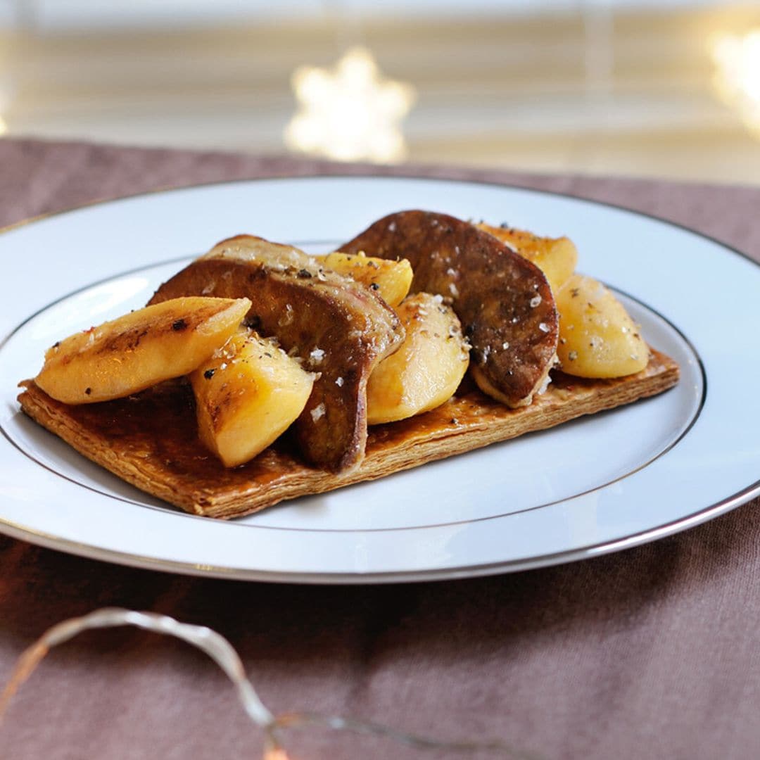 Hojaldre de 'foie' con manzana