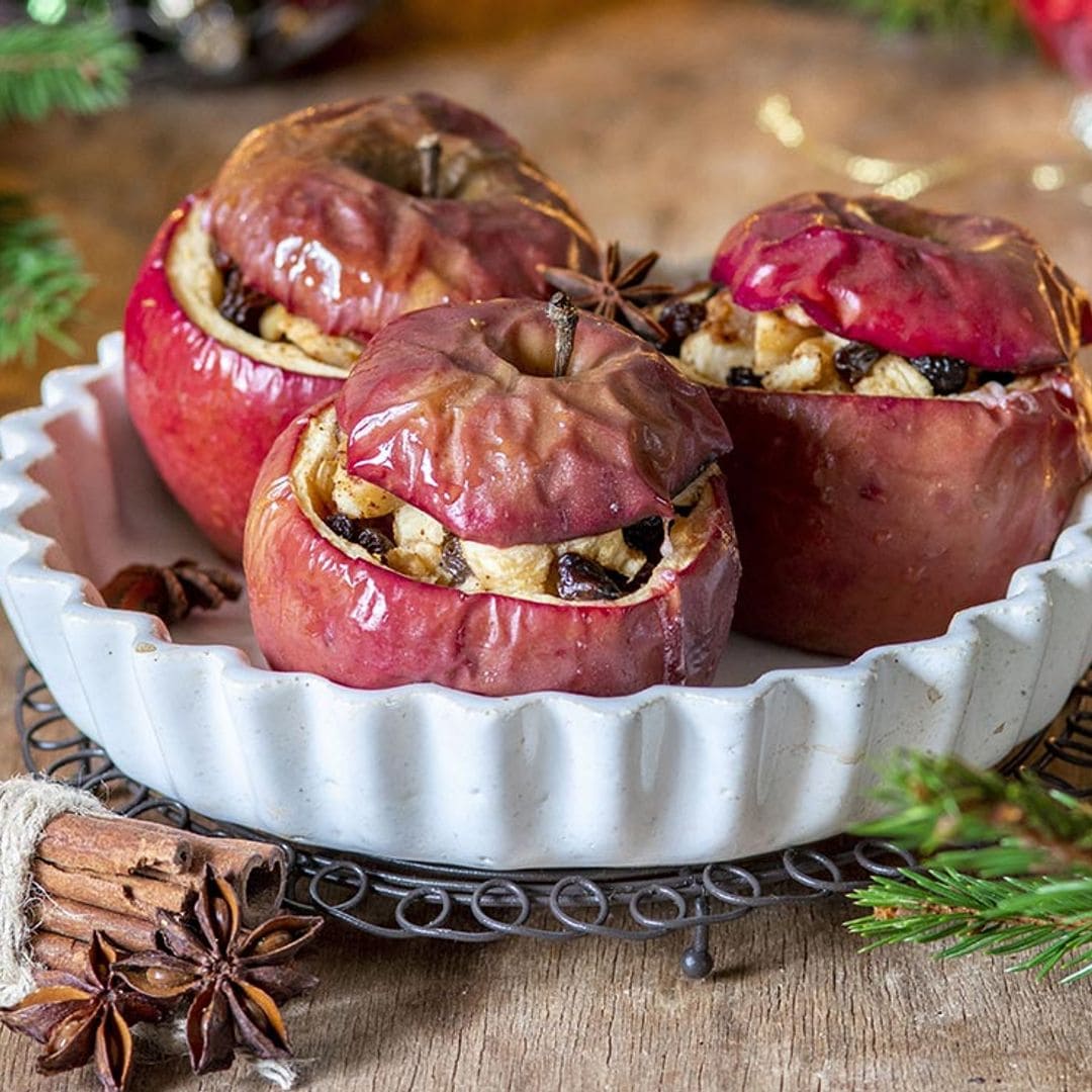 Manzanas asadas con pasas y frutos secos