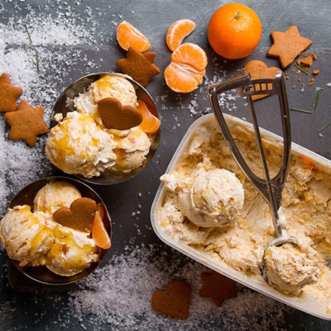 Helado de naranja y mandarina con yogur