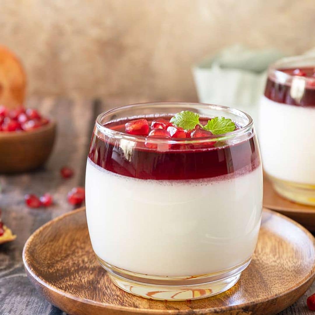 'Panna cotta' con gelatina de granada