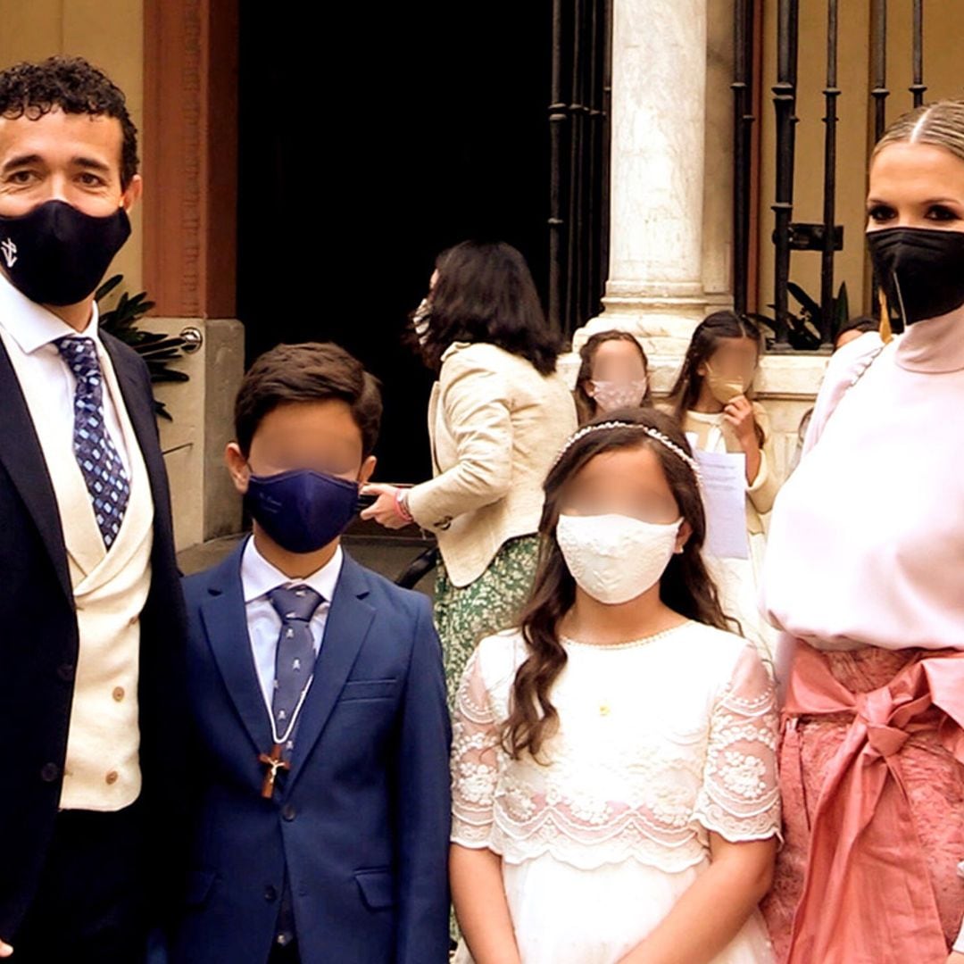 La elegante comunión en Sevilla de los mellizos del torero Víctor Puerto y su esposa Noelia Margotón