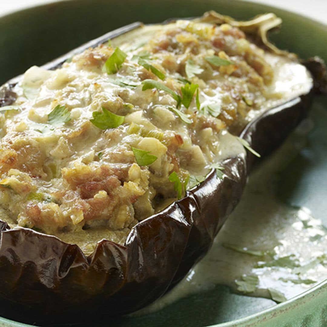 Berenjenas rellenas de mejillones y arroz