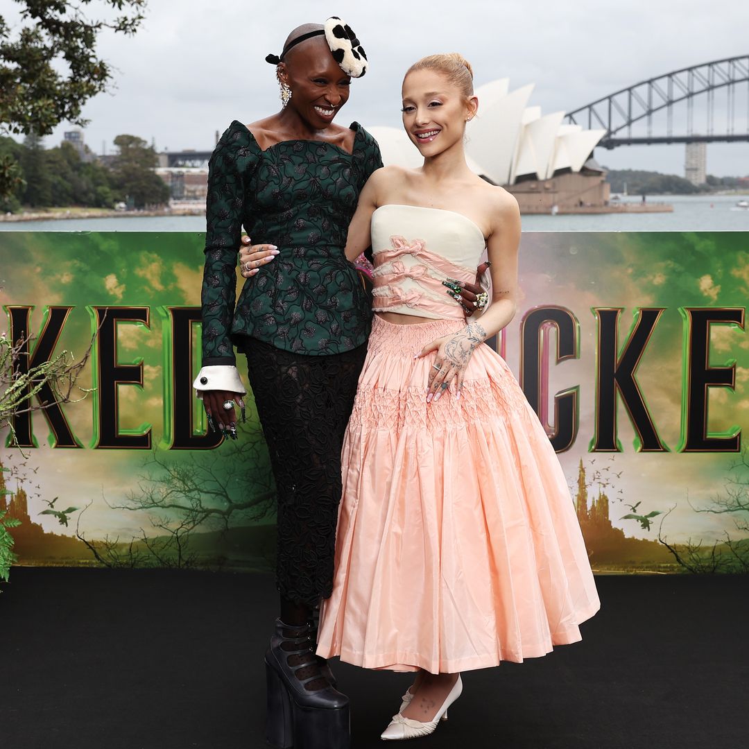 SYDNEY, AUSTRALIA - NOVEMBER 05: Cynthia Erivo and Ariana Grande pose for a photocall at Mrs Macquarie's Chair during the Australian premiere of "Wicked" at  on November 05, 2024 in Sydney, Australia. (Photo by Don Arnold/WireImage)