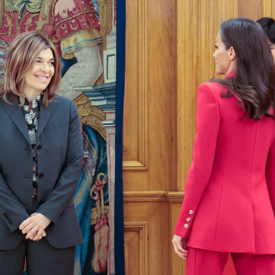 Las sonrisas que evidencian la buena relación entre la Reina y Xandra Falcó en su encuentro en Zarzuela