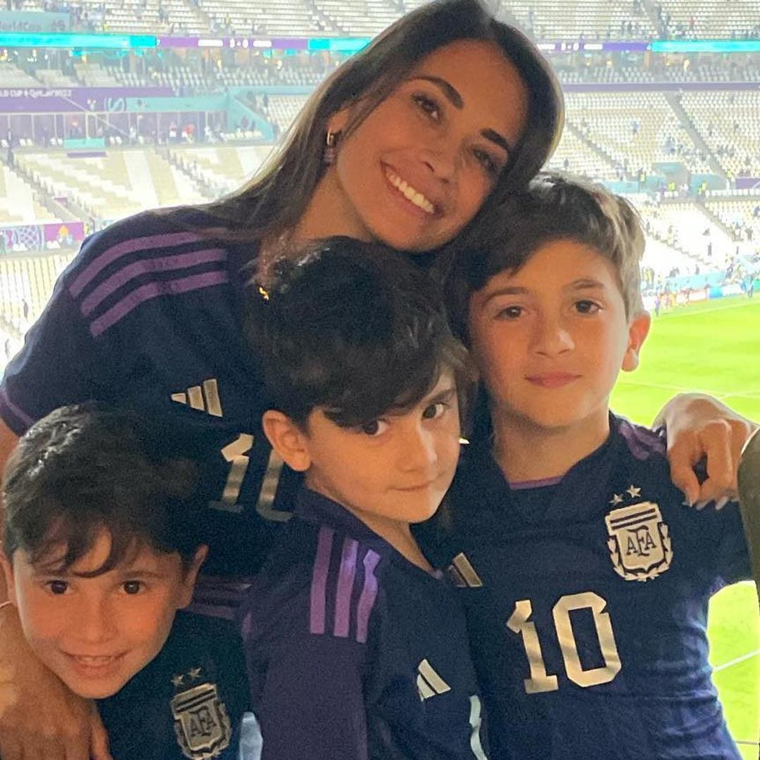 Antonela Roccuzzo y los hijos de Messi, los más felices por el pase a la final de Argentina