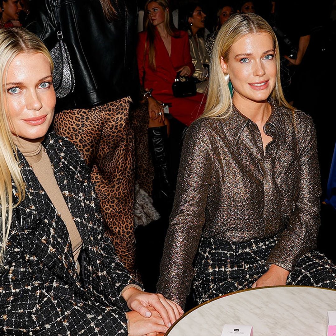 Las sobrinas gemelas de Lady Di aparecen por sorpresa en Fashion Week Madrid coordinando sus looks estampados