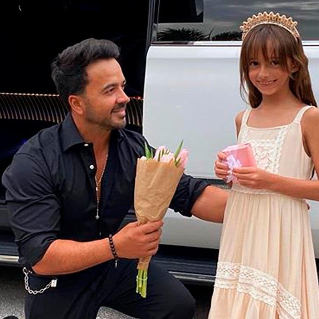 Como si fueran a los Oscar: la velada de gala de Luis Fonsi y su hija con limusina incluida