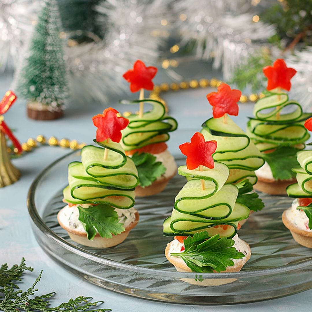 Tartaletas de ensalada de cangrejo con pepino