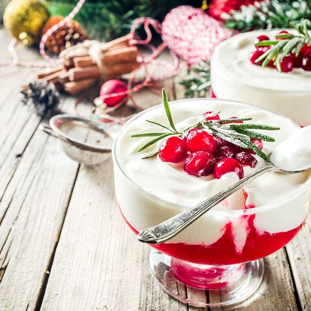 Crema de queso y yogur con arándanos