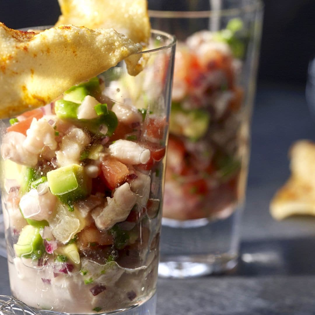 Vasito de ceviche de bacalao