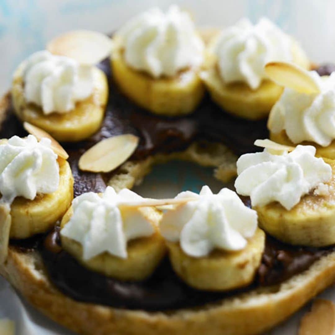 Bagel de chocolate y plátano