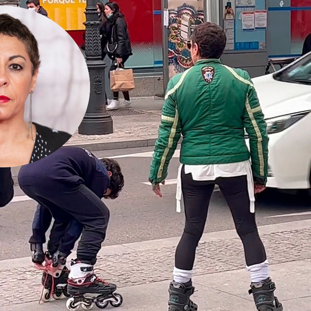 Patinar con uno de sus hijos por las calles de Madrid: la mejor terapia de Cristina Medina