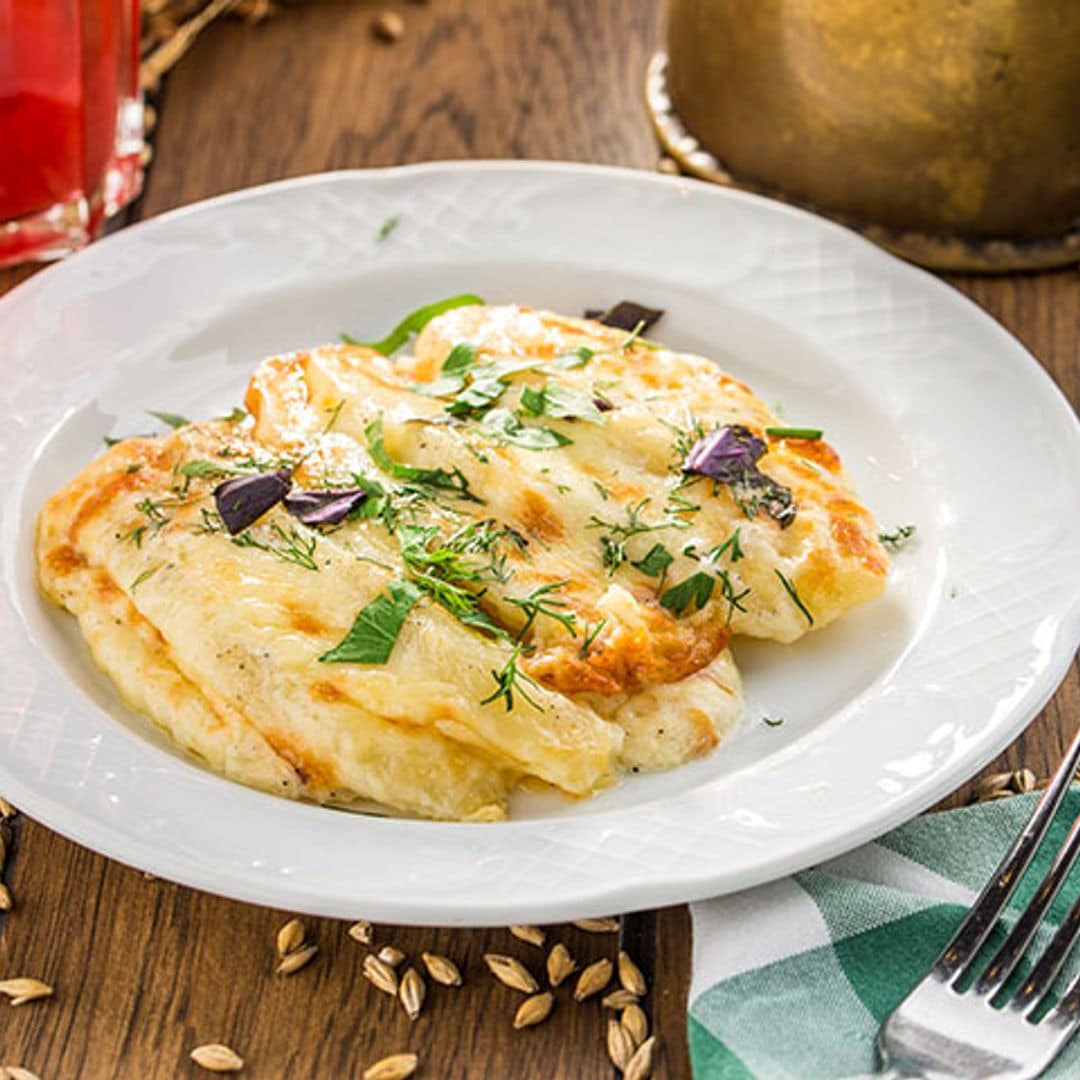 Lomos de bacalao gratinado con queso ricotta