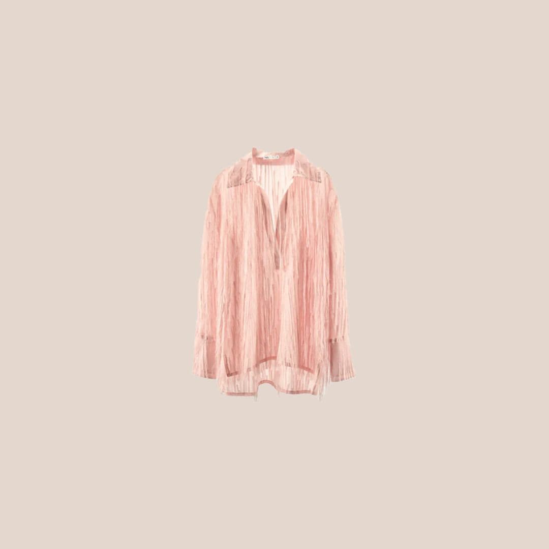 camisa flecos rosa pastel