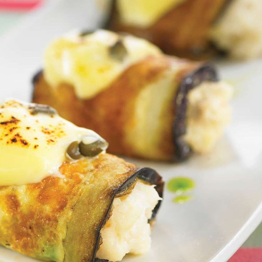 Canelones de berenjena con brandada fácil de bacalao