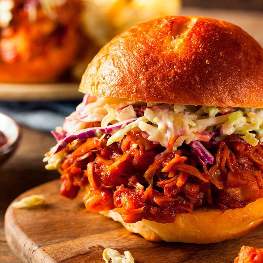 Hamburguesa vegana de 'pulled pork' con jackfruit