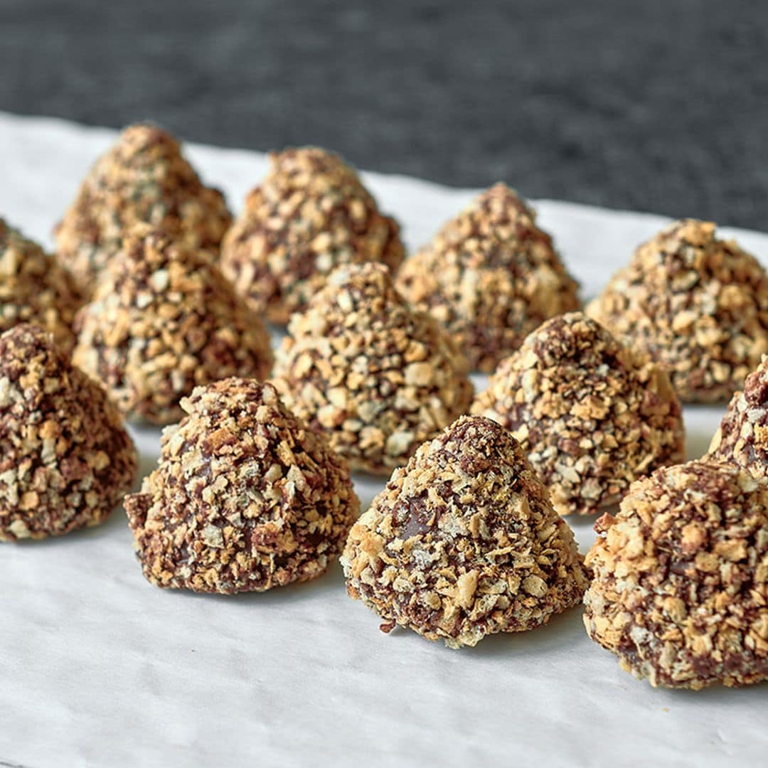 Trufas de chocolate y galleta de barquillo