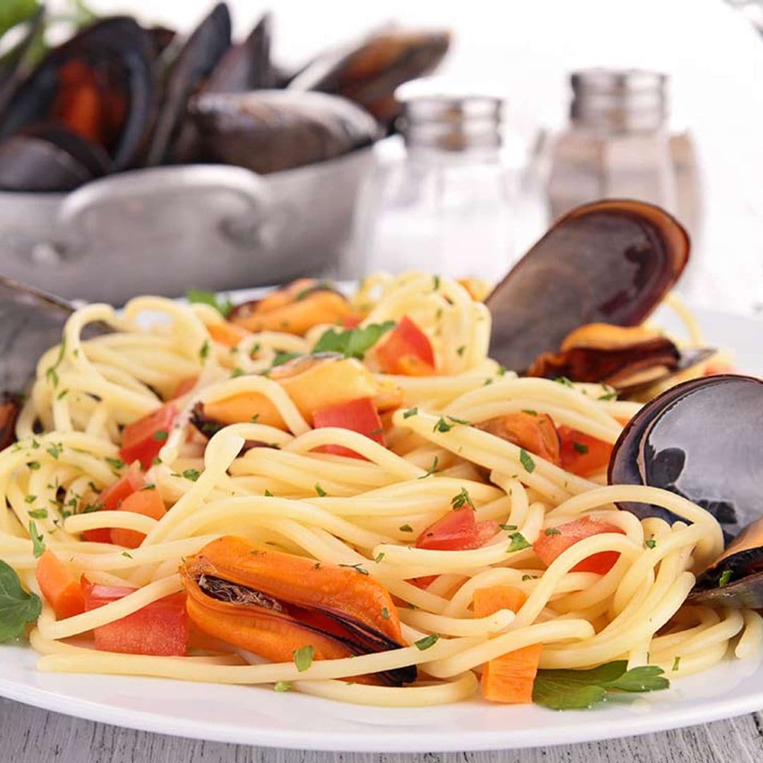 Espaguetis con mejillones