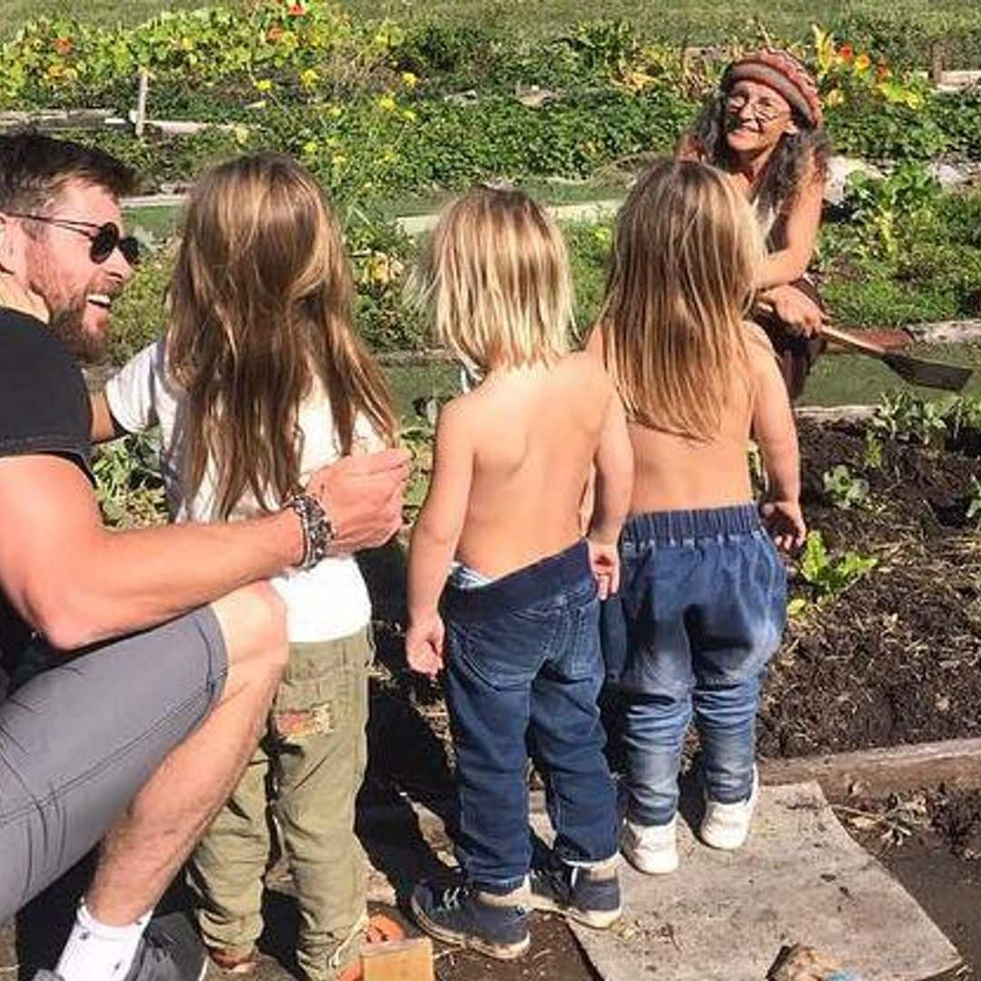 Elsa Pataky y Chris Hemsworth arman su propio huerto en casa con sus hijos