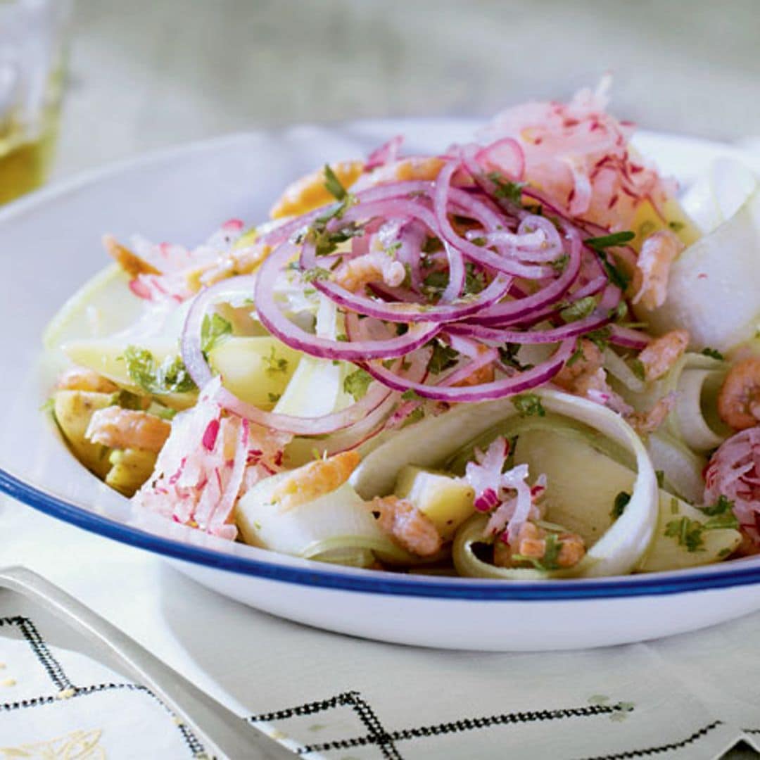 Patatas camperas con quisquillas