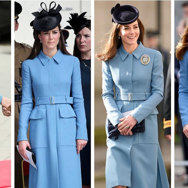 kate middleton con abrigo azul de alexander mcqueen