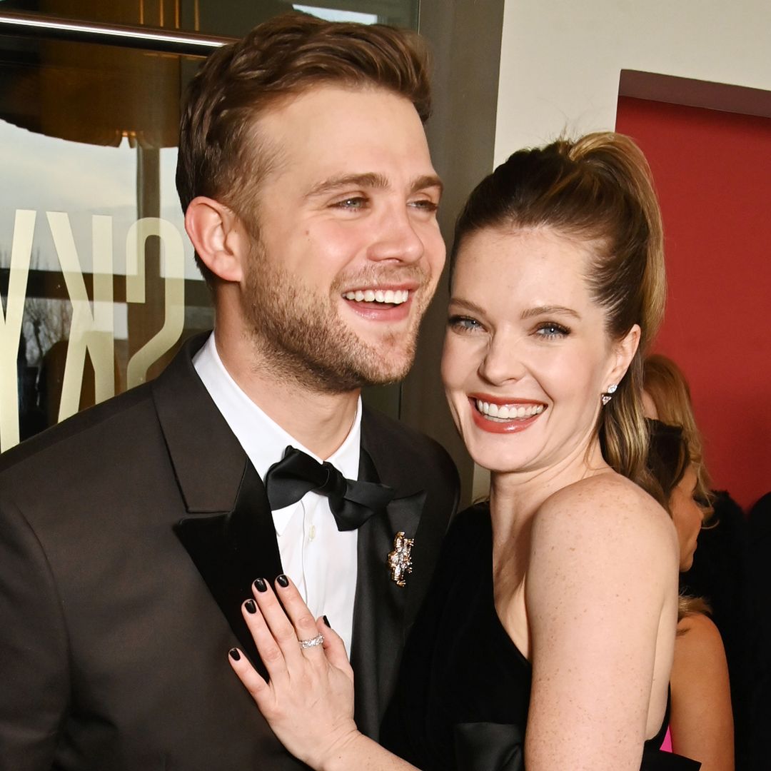 Leo Woodall and Meghann Fahy attend the EE BAFTA Film Awards 2025 Champagne Reception at The Royal Festival Hall on February 16, 2025 in London, England