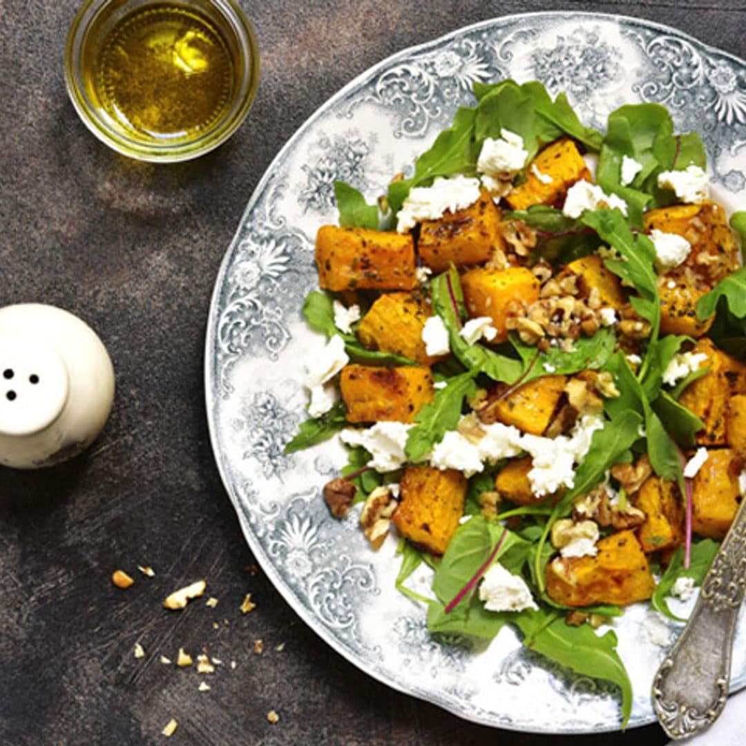 Ensalada de calabaza, acelgas y queso feta