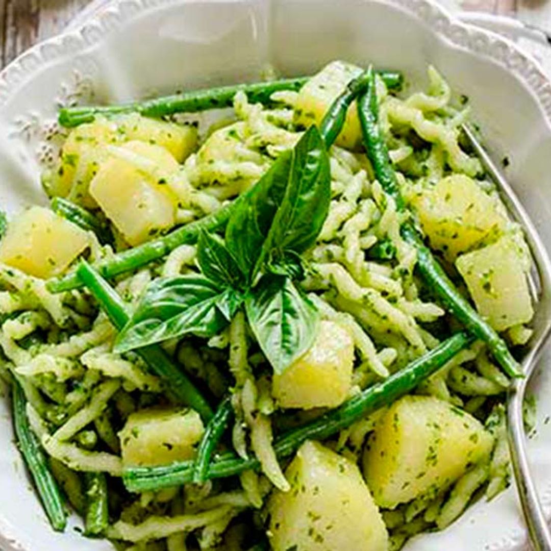 Pasta con judías verdes y patatas al estilo genovés