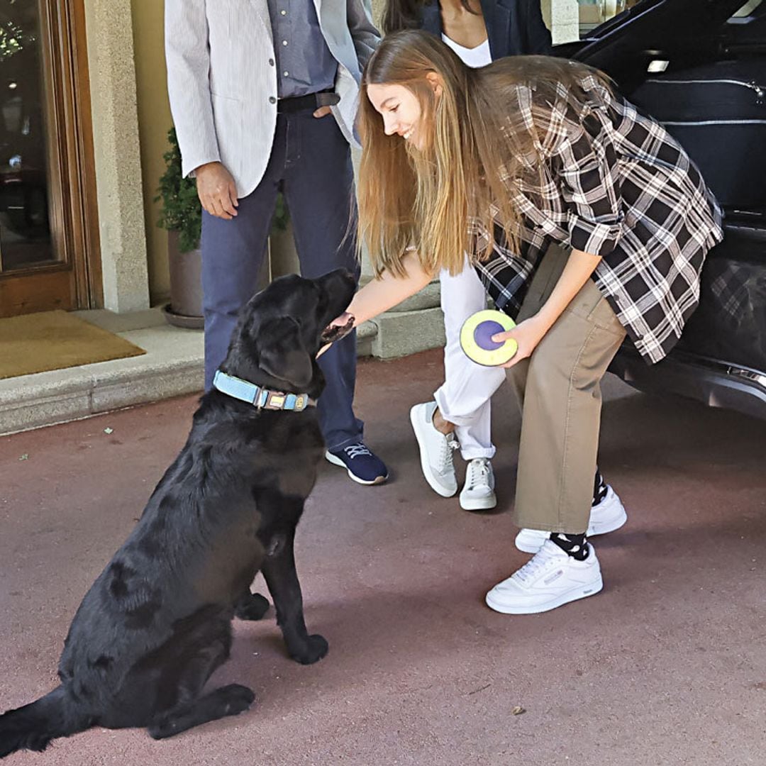 Jan, el perro labrador protagonista en la despedida de la infanta Sofía antes de partir rumbo a Gales