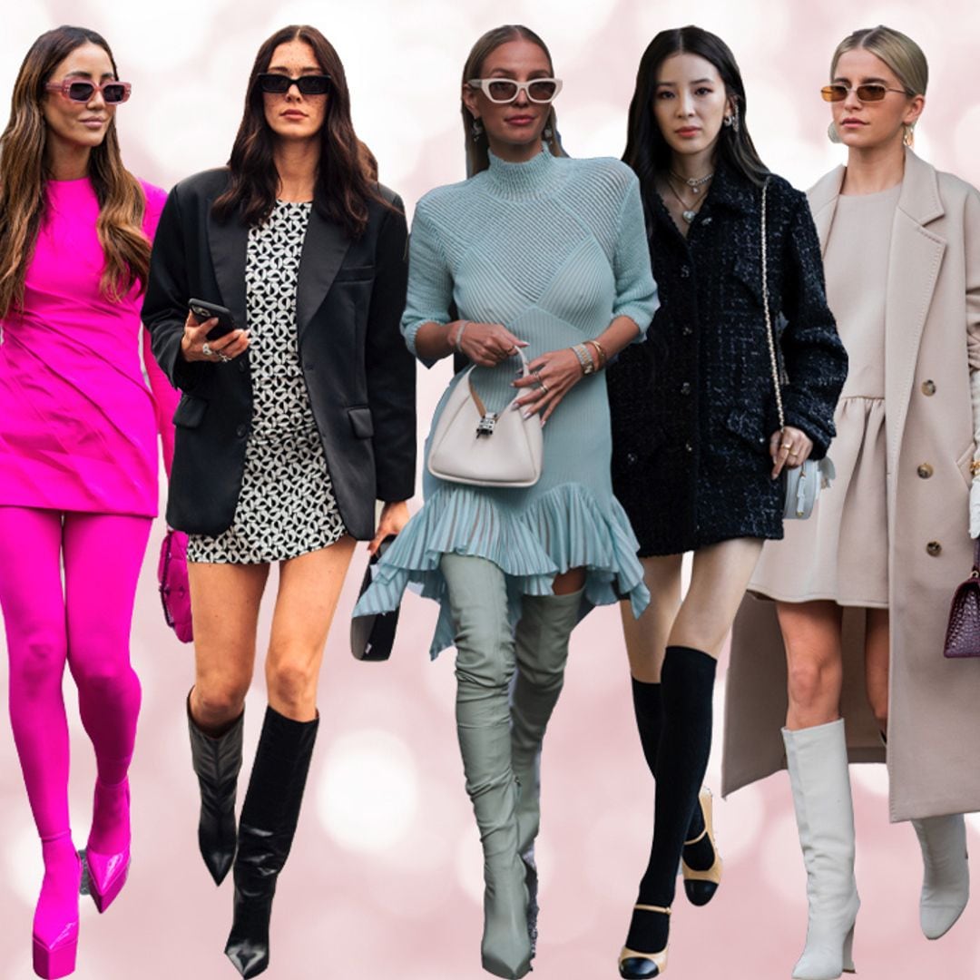 Inspírate en los diez mejores looks del 'street style' para combinar un minivestido en invierno