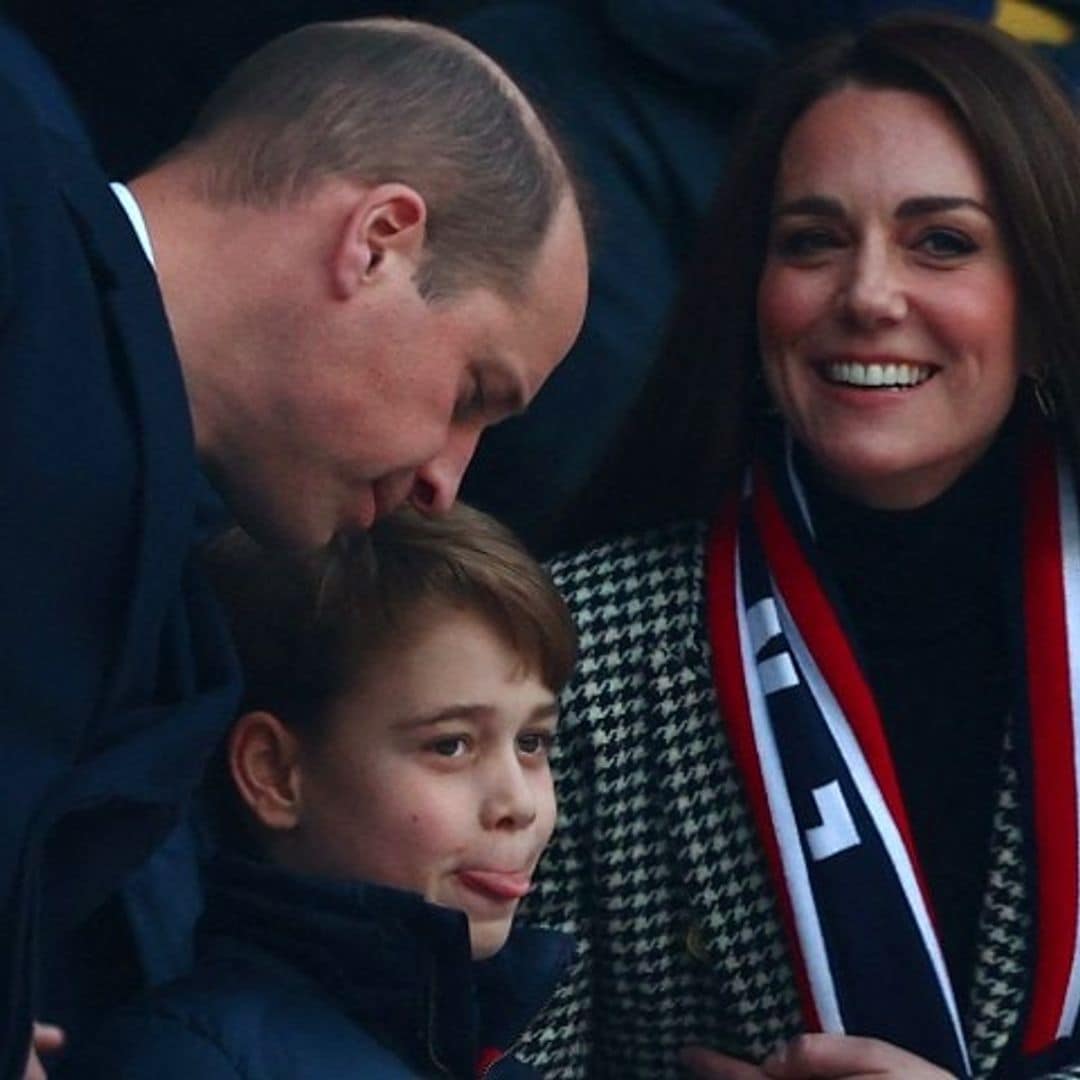 Kate y William se enfrentan por primera vez en el rubgy con un sonriente George como testigo