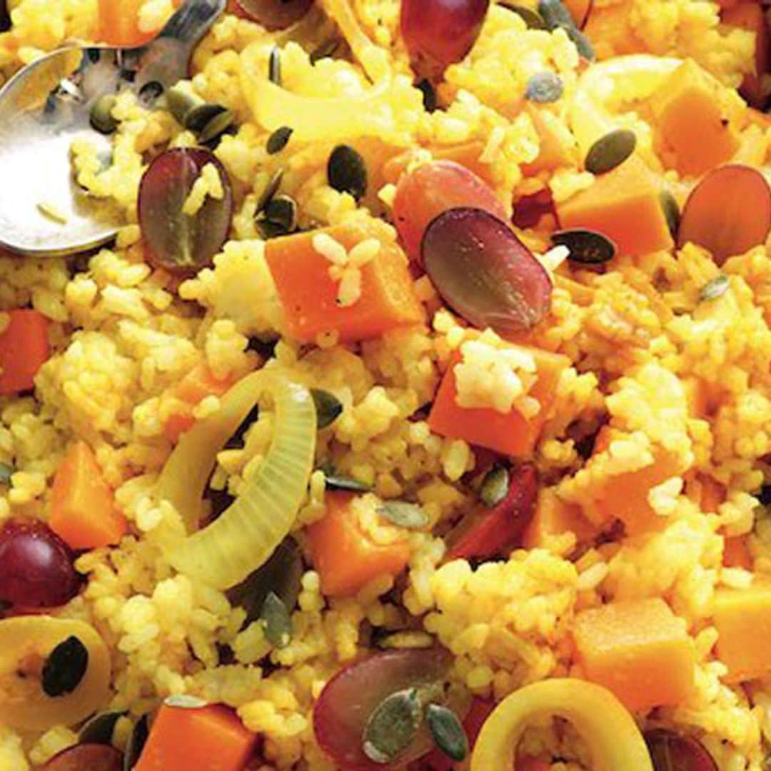 Arroz con calabaza y uvas