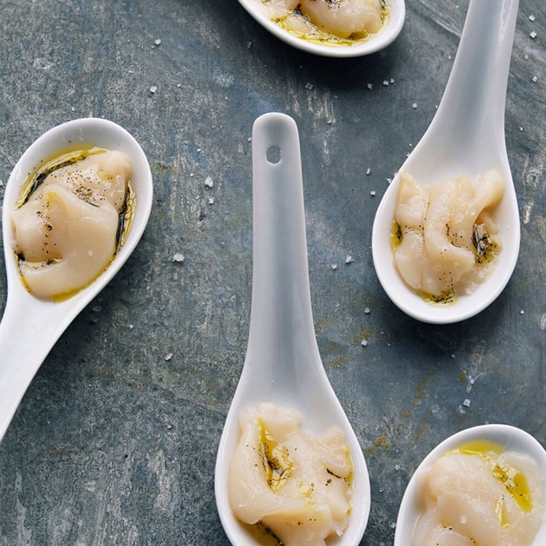 Cucharitas de vieiras al aceite de vainilla