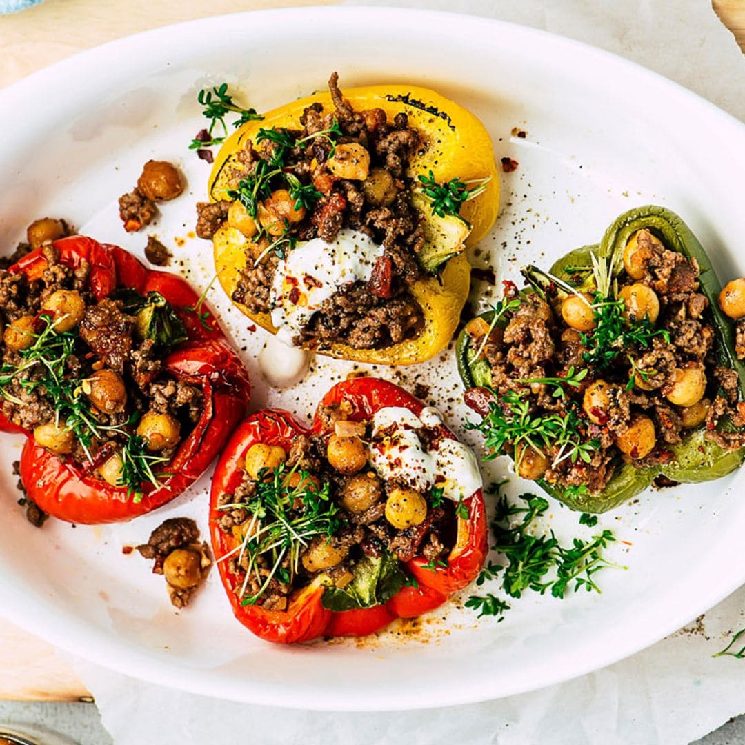 Pimientos rellenos de carne y garbanzos