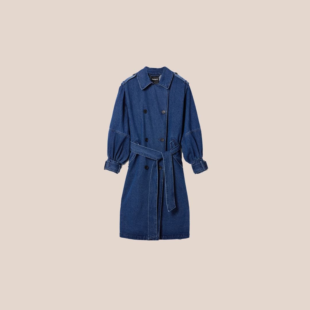 dark denim trench coat